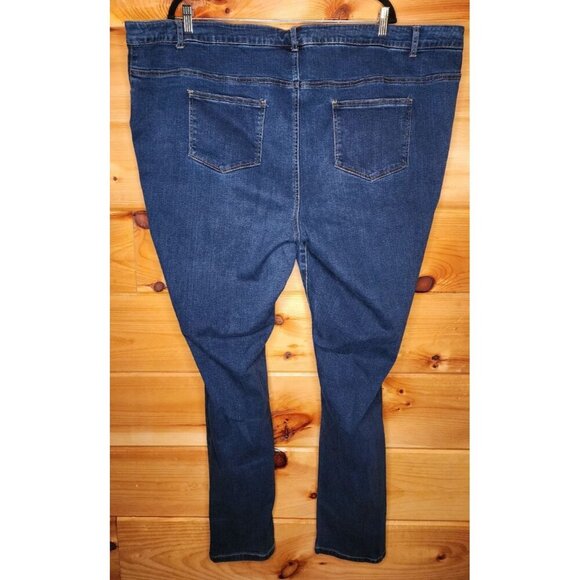 Woman Within High Rise Straight Stretch Blue Jeans Plus Size 30W Tall - Picture 10 of 12